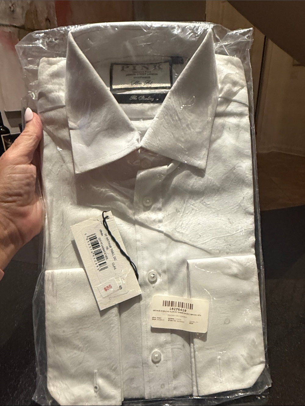 Thomas Pink White Men's Dress Shirt - Point Collar